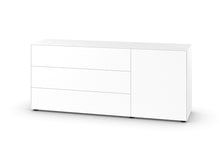 Laden Sie das Bild in den Galerie-Viewer, Freisteller des Sideboards Piure Nex Pur Box 2023800 in Weiß – modernes Design mit drei Schubladen links und einer Tür rechts.
