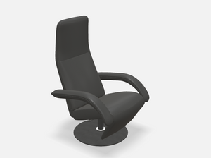 JORI Relaxsessel JR-3390 Yoga Multimove Medi in schwarzem Nappaleder Cavila Black mit festem Kopfteil und rundem Acryltellerfuß – modernes Designmöbel.
