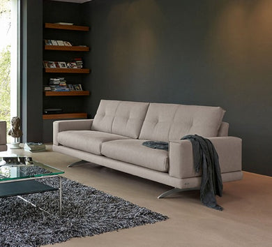 Einzelsofa Frommholz Sofa MOON in grauem Stoff, modernes Design, Ausstellungsstück