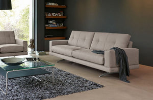 Frommholz Sofa MOON in grauem Stoff, modernes Design, Ausstellungsstück