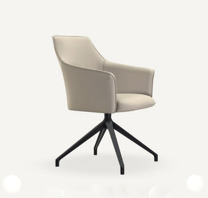 Edler Leolux Mara Cruz Lederstuhl in Pampas mit Drehgestell für Design-Esstisch.