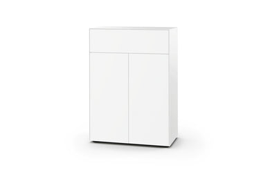 Piure Nex Pur Box 2041300 Freisteller in Weiß – Designkommode mit zwei Türen und einem Schubkasten, 80 × 100 × 40 cm, minimalistisch matt lackiert