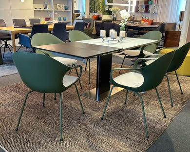 Ronald Schmitt Esstisch Bingo P4600/E, weiß, ausziehbar auf 180 cm, Glasplatte Optiwhite