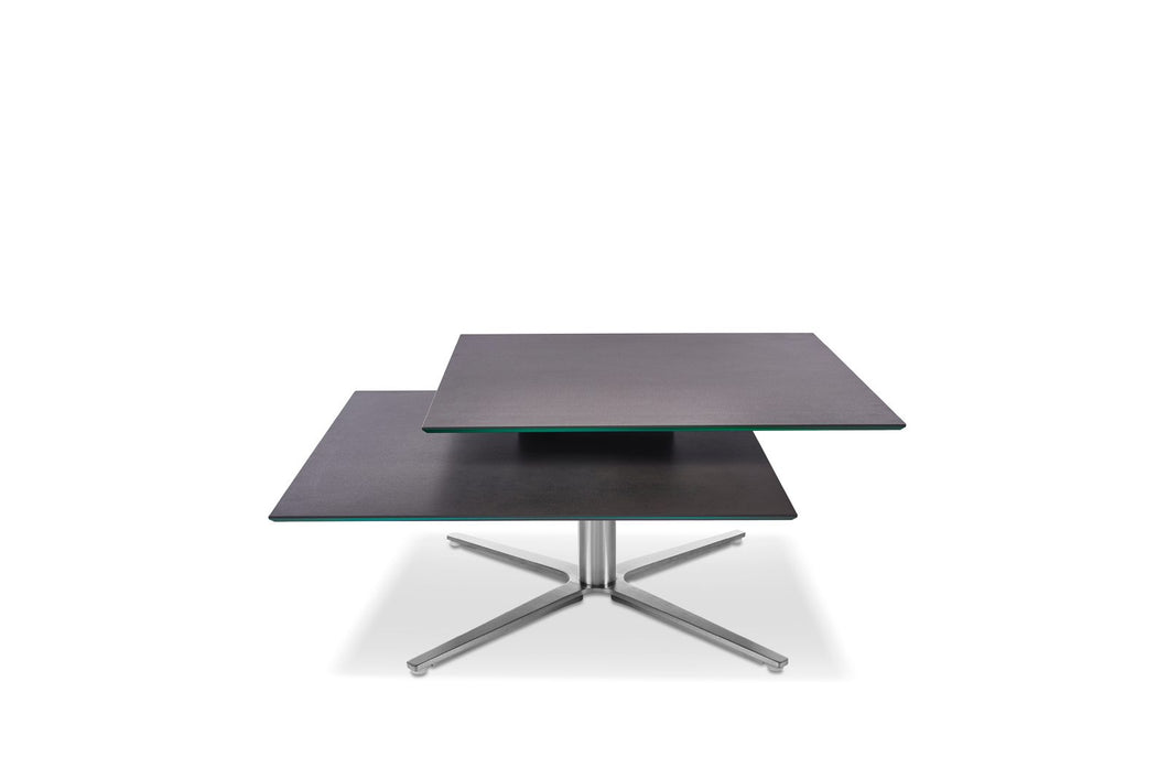 Designer-Couchtisch EVITA in Keramik mit Edelstahlgestell und Sternfuß