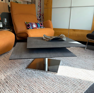 Drehbarer Couchtisch Ronald Schmitt EVITA Keramik PG1 modern mit Bodenplatte 45x45