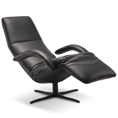 Relaxsessel JORI JR-7360 Yoga in schwarzem Nappaleder mit fester Kopfstütze und 4-Stern-Fuß – edler Ruhesessel für ergonomischen Komfort