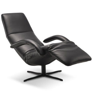 Relaxsessel JORI JR-7360 Yoga in schwarzem Nappaleder mit fester Kopfstütze und 4-Stern-Fuß – edler Ruhesessel für ergonomischen Komfort